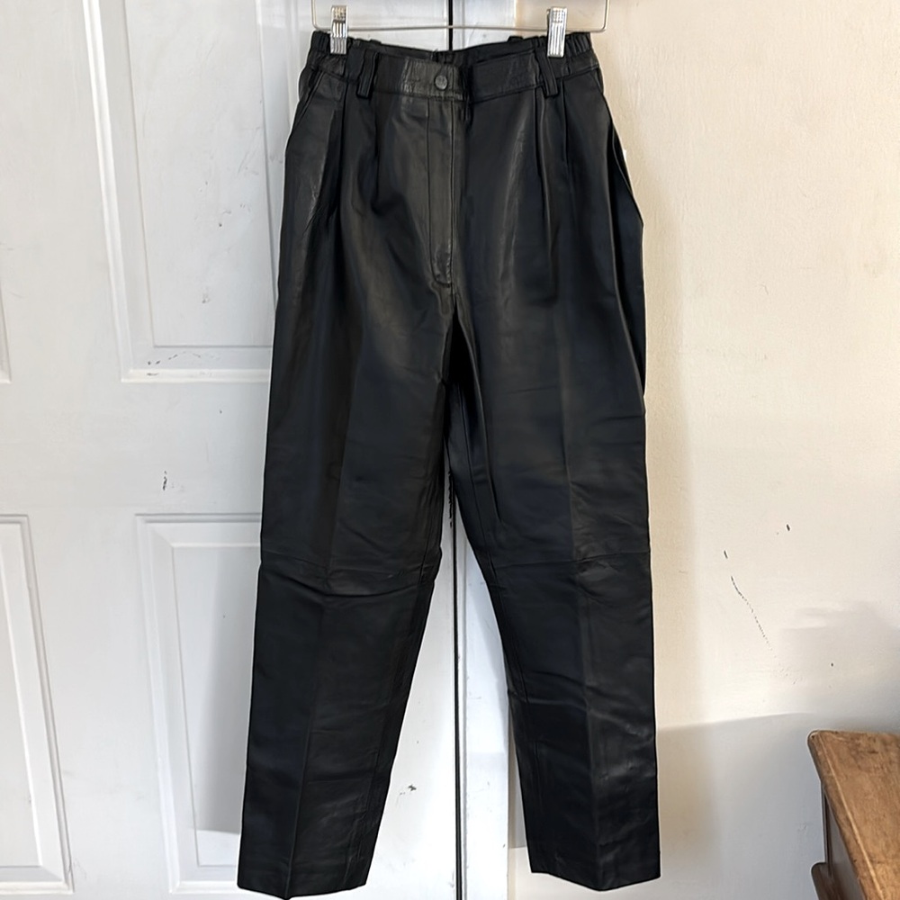 Vintage Donna Lepure NY High Waisted Black Leather Pants Size‎ S